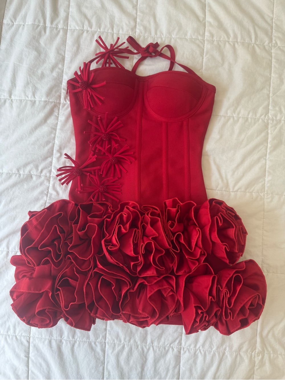 Red Ruffled Floral Dress